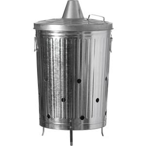Gardenised 20-Gallon Galvanized Steel Incinerator Can with Lid & Vent Holes, High-Heat Outdoor Burn Bin for Leaves, Paper, Yard Waste & Garden Debris, Silver