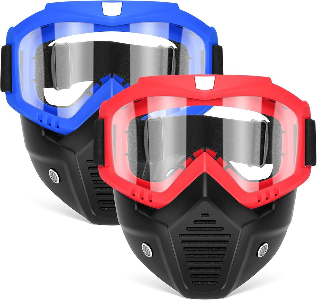 POKONBOY Detachable Masks, Tactical Mask with Goggles Compatible with Nerf Rival, Apollo, Zeus, Khaos, Atlas, & Artemis Blasters Rival Mask (red+blue)