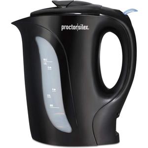 Proctor Silex Electric Tea Kettle, Water Boiler & Heater Auto-Shutoff & Boil-Dry Protection, 1000 Watts for Fast Boiling, 1 Liter, Black (K2071PS)