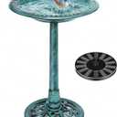 VIVOHOME Bird Bath with Solar Fountain for Outside, Polyresin Pedestal Bird Baths with Solar Powered Pump for Outdoor, Garden, Weather-Resistant Birdbaths with 20" Bowl, Green