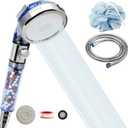 High Pressure Shower Head with Hose, REHAVE Water Saving RV Handheld Shower Head, Shower Sprayer, 3 Mode, Handheld Spray Showerheads for Dry Skin Hair Loss, Purifying Filtration Mineral Stone Beads