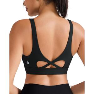 RUNNING GIRL Sports Bra for Women High Support, Molded Cup High Impact Sports Bras with Sewn in Pads Workout Running Bra (Large, Black)