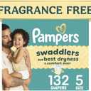 Swaddlers Diapers, Size 5 (20-37 lbs), 132 Count, Fragrance Free, Hypoallergenic, Absorbent, Pediatrician Recommended, Skin Safe