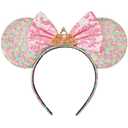 RAZKO Sequin Mouse Ears Headband, Rainbow Iridescent Mice ears Hairband for Women Girls Princess Hair Accessories (Rainbow Crown L)