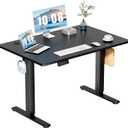 DUMOS 48 Inch Electric Standing Desk Height Adjustable, Sit to Stand Up Computer Workstations Work PC Table Home Office Study Writing Gaming Desks with Memory Presets for Walking Pad, Bedroom, Black