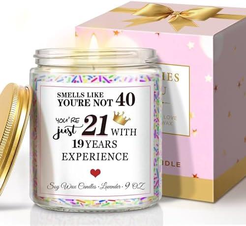 40th Birthday Gifts for Her: Happy 40th Birthday Candle with Sprinkles, Unique Gifts for Women, Sisters, Best Friends, Wives, Coworkers Turning 40