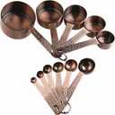 Copper Measuring Cups and Spoons Set, Metric & US Stainless Steel 5 Measuring Cups and 6 Measuring Spoons for Baking & Kitchen (A1: Copper-13 Pieces)