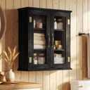 ChooChoo Bathroom Wall Cabinet, Medicine Cabinet with Acrylic Doors, Wall Mounted Over The Toilet Storage Cabinet with Adjustable Shelves for Bathroom, Kitchen, and Laundry Room, Black, 7.87"D x 19.69"W x 23.62"H