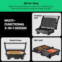 Chefman Electric Panini Press Grill, Compact 2-Slice Sandwich Maker, Non-Stick Coated Plates, Opens 180 Degrees, Dishwasher Safe, Removable Drip Tray, Stainless Steel/Black