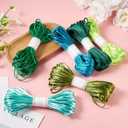 KISSITTY 3mm Craft Thread 131 Yards Green Blue Colorful Embroidery Floss Decorative Polyester Thread for DIY Macrame Jewelry Making Knitting Knotting Crafting Hair Decor