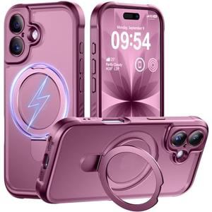 MOCCA Design for iPhone 17 Case, Compatible with Magsafe [Premium Invisible Magnetic Ring Stand] [Military Drop Protection] Full Camera Guard Translucent Matte Slim Phone Cover 6.3",Wine Red