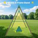 Trekassy Swing Sets for Backyard, 440lbs Heavy Duty A-Frame Metal Stand with 60" Large Platform Swing for Outdoor Playground ParkGreen/Tan Frame + Rainbow Swing(Patented)