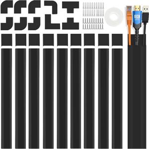 Cable Cover Wall - Large Cord Covers for Wires on Wall, 157 Inches TV Cable Hider Wall Kit, Black