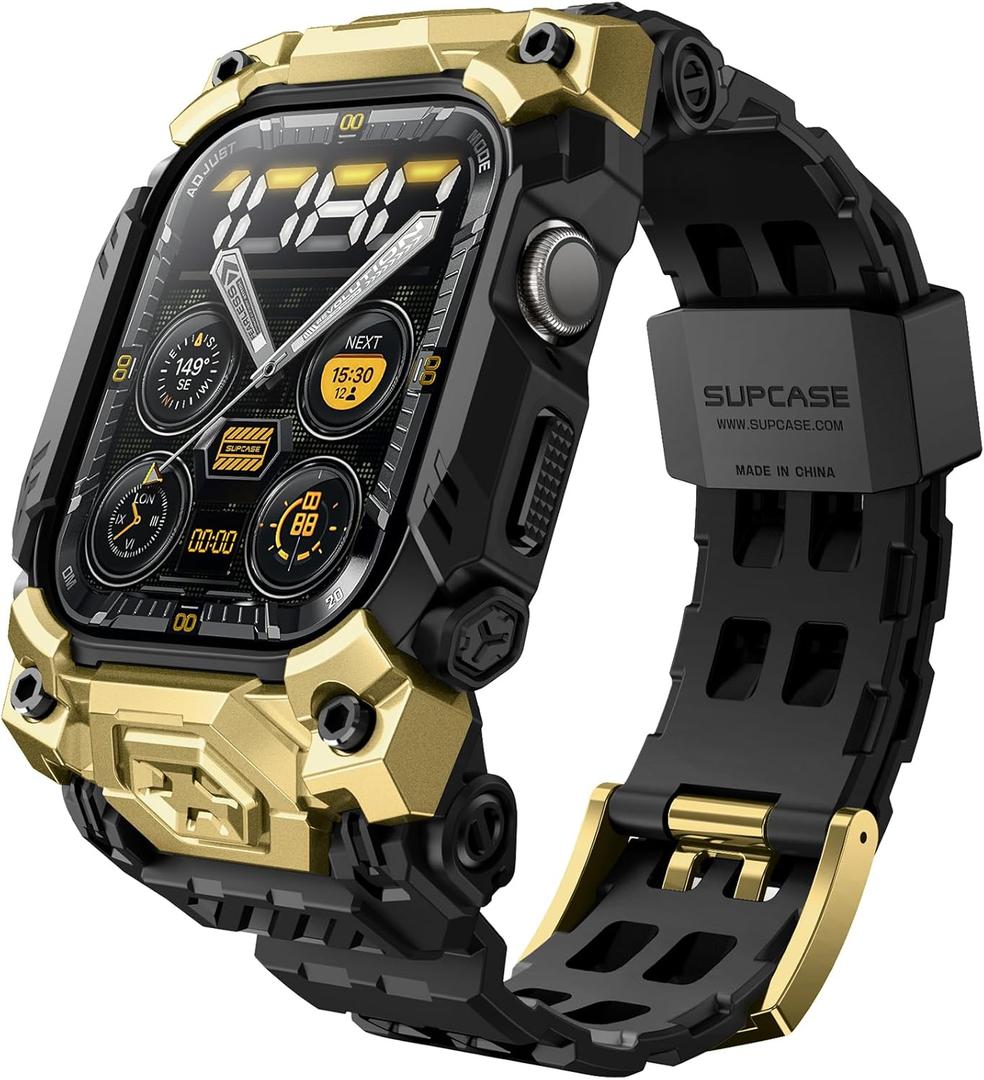 SUPCASE for Apple Watch 11/10 46mm Case with Band (Unicorn Beetle Ore), [Anti-Scratch] [Military-Grade Protection] Rugged Sport Men Bumper Case Cover with Adjustable Strap Band for iWatch 11/10 46mm, Gold