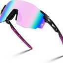 FEISEDY Rimless Sports Sunglasses for Men Women Tr90 Frame for Cycling Fishing Running B0116 (Large, Black Frame Pink Mirrored Lens)