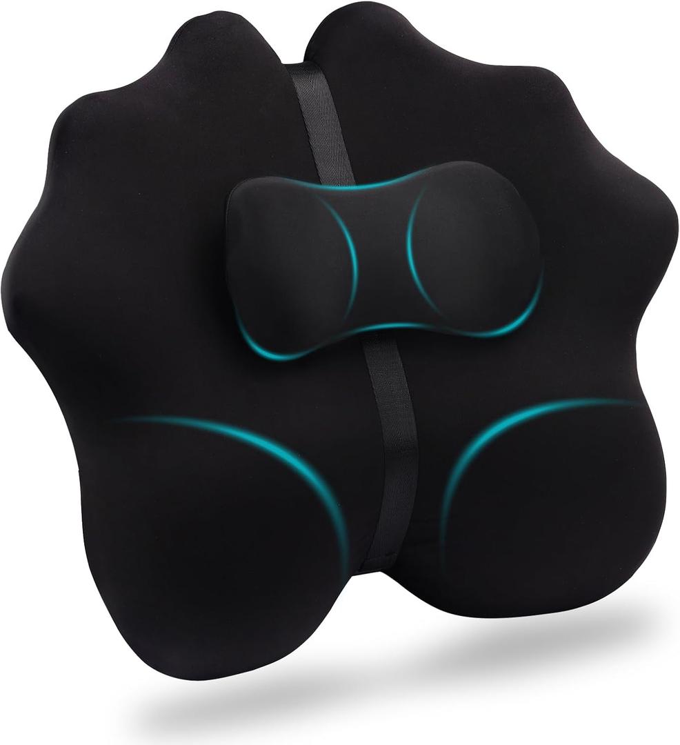 YOUFI Lumbar Support Pillow with Adjustable Slider, Thick Memory Foam for Sciatica, Lower Back Pain Relief, Improve Sitting Posture Back Support, Ergonomic Back Pillow for Car Seat, Office Chair