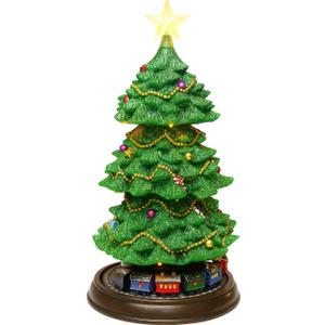 Rotating Train Christmas Tree 15.7 Lighted Musical Tabletop Decoration by Moments in Time LED Christmas Tree with Trains & 8 Songs UL Adapter Included Perfect