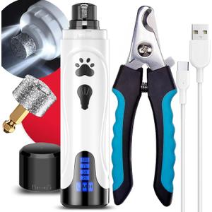 YABIFE Dog Nail Trimmers and Dog Nail Clippers Kit, Whisper Quiet Electric Grinder with Light, for Small, Medium, Large Dogs, Cats Toenail Grooming, 3 Speeds