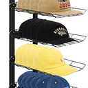 Hat Display 9 Tier, Hat Rack Stand Up to 70 Caps, Metal Hat Stands for Multiple Hats, Commercial Retail Hats Display, Black
