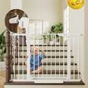 Cumbor 29.7-46" Baby Gate for Stairs, Toddler Safety Essentials for The House, Auto Close Dog Gate for Doorways, Mom's Choice Awards Winner-Easy Install Pressure Mounted Pet Gates for Dogs, White (29.7-46"W x 30.5"H)