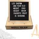 Felt Letter Message Board with 340 Letters,Letter Board Sign with Stand, 10X10 Inch for Baby & Pregnancy Announcement Sign,Black Felt Changeable Letter Boards