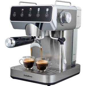 Espresso Machine 20 Bar, Stainless Steel Espresso Coffee Machine with Milk Frother, Coffee Machine with 51oz Removable Water Tank for Americano, Latte & Cappuccino