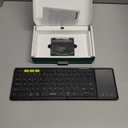 Samsers Foldable Bluetooth Keyboard with Touchpad, Full-Size Wireless Folding Keyboards with Backlight, Portable Travel for iOS Android Windows Mac OS, Support 3 Device(BT5.1 x 3), Black