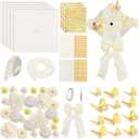 Wavwavw 58 Pcs DIY Graduation Cap Decorations Kit Grad Cap Decor Included Faux Flowers Bow Mesh 3D Butterfly Stickers, Adhesive Rhinestones, Glitter Letter Stickers, for 2026 Grad Party(White)