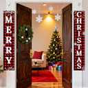 3 x Christmas Decorations Outdoor Yard Front Porch Sign Set Christmas Door Banner Red Black Door Decoration Hanging Merry Christmas Decorations for Home, Wall, Front Door, Yard
