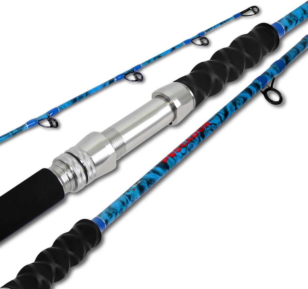 Fiblink 2-Piece Boat Conventional Fishing Rod Portable Spinning/Casting Rod Carbon Fishing Pole