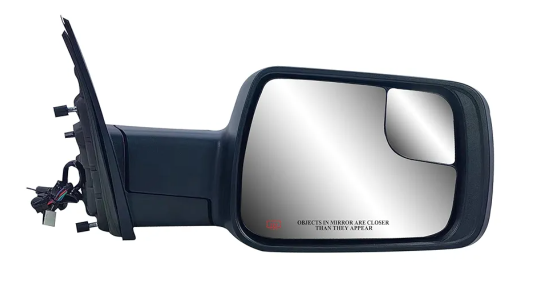 Passenger Right Side Door Mirror Power and Heated with Blind Spot Glass Textured Back Cover for RAM 1500 from 2019 to 2024