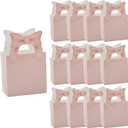 Fun Express 4 1/2" x 6 3/4" Bow Party Pink Cardstock Favor Boxes - 12 Pieces, 1 count