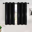 NICETOWN Blackout Curtains 45 Inches Long Kitchen Drapes, Black Solid Thermal Insulated Grommet Blackout Drapery Panels for Window (2 Panels, 42 Inch Wide by 45 Inch Long, Black)