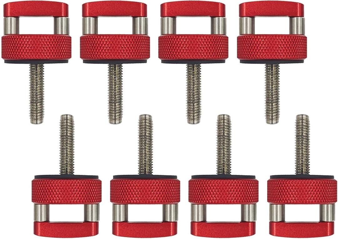 Red Hard Top Bolts Quick Removal Fastener Thumb Screw Nuts Tie-Down Enhanced D-Rings for Compatible Jeep Wrangler TJ JK 2007-2022(8 PCS)