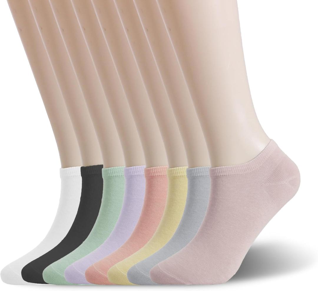 Wildarms Women's Ankle Socks - No Show Invisible Ultra-Thin Breathable Cotton Casual Socks for Sneakers & Everyday Wear (6-9, 8color)