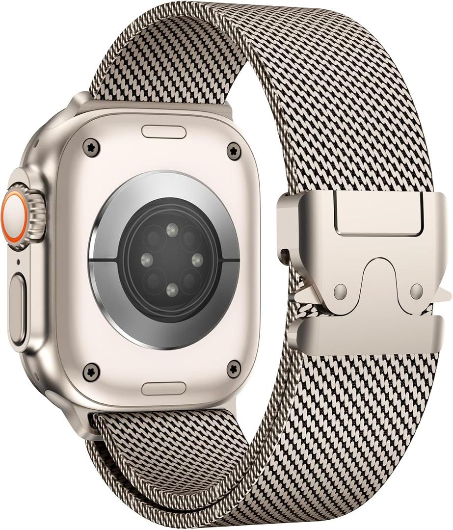 Milanese Mesh Loop for 44 mm 45 mm Apple Watch Band for Men 42mm 44mm 46mm 38mm 45mm Series 7 40mm 41mm 49mm Women,Stainless Steel Parachute Buckle for iWatch Ultra 2 Series 10 9 8 7 6 SE 5 4 3 (Titanium)