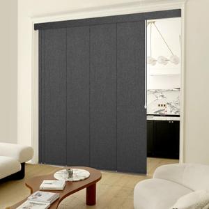 Adjustable Panel Track Blinds Blackout Vertical Blinds with Valance, Sliding Glass Door Blinds, Room Dividers, Retractable Track from 74" to 133" W, Trimmable Panel Up to 102" H (Dark Grey)