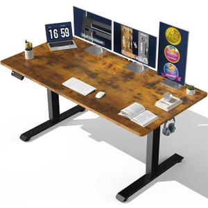 Veken 63"x28" Wider Large Standing Desk, Electric Height Adjustable, Brown
Modern Workstation Computer Desk, Sit to Stand Up, Conference Room Tables for Home Office, Writing, Gaming Study