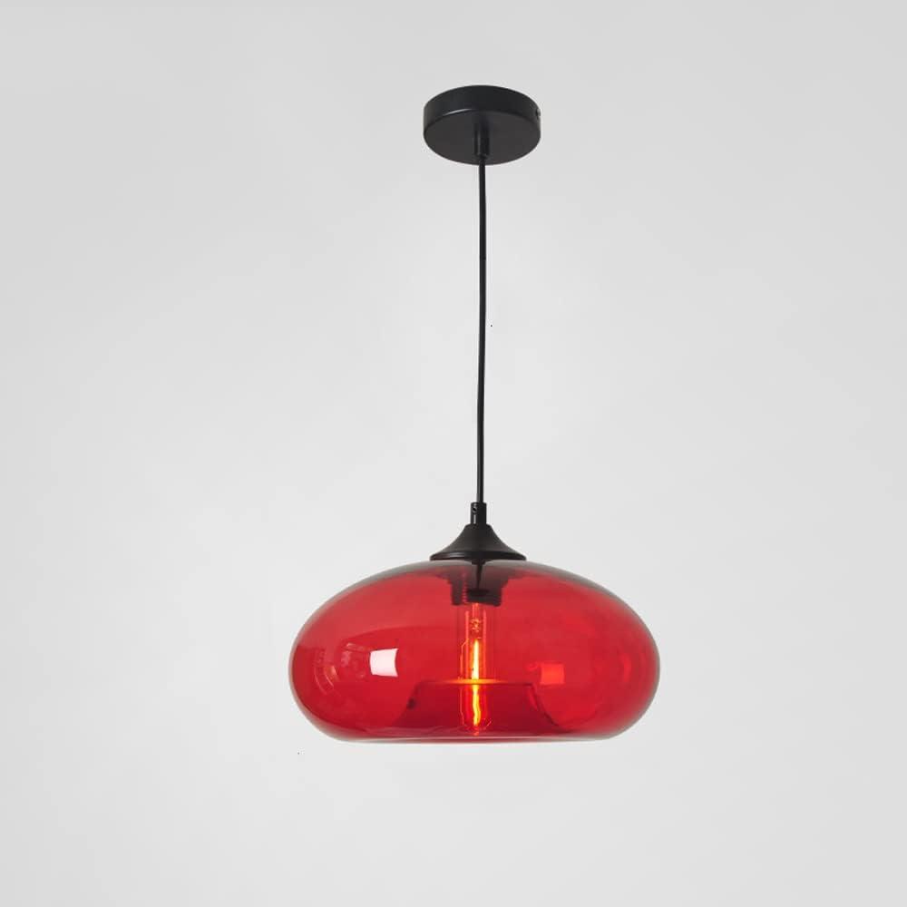 I-xun - Industrial Pendant Light Shade of Onion Vintage Chandelier E26 Pendant Lighting for Kitchen Island Colorful Glass Cage (Red)
