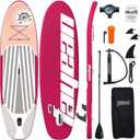 Inflatable Stand Up Paddle Board Non-Slip Deck, 11336 Complete SUP Accessories for All Skill Levels, Wide Seat & Safety Leash, 3 Fins, Adjustable Paddle, Pump & Carrying Backpack (Rose)