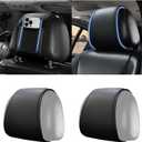 carleef 2PCS Upgrade Headrest Covers for Cars with Storage Pocket,Anti-Stain Leather Car Headrest Cover as Back Seat Organizer for Protection & Decoration,All Season Head Rest Cover for Car