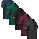 ZITY 5 Pack Mens Polo Shirt Short Sleeve Sports Golf Tennis T-Shirt Moisture-Wicking Summer Shirts Darkblue Forest Black Wine Deepgrey XXL