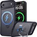 Compatible with iPhone Air Case, with 360 Magnetic Stand [Compatible with MagSafe] [Military Drop Protection] Shockproof Translucent Matte Case for iPhone Air 6.5 Inch, Black