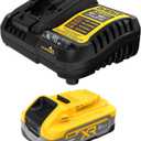 DEWALT Powerstack 20V MAX Battery Starter Kit, Rechargeable, 5Ah, Lithium Ion (DCBP520C)