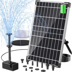 POPOSOAP Solar Fountain Pump, 12W Solar Water Pump Kit with 4400mAh Battery Backup Work All Day, 8 Nozzles & PVC Tubing, Solar Pond Pump for Bird Bath Garden Pond Fish Tank P112D