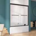 60 in. W x 62 in. H Double Sliding Semi-Frameless Bathtub Shower Door Tub Door in Matte Black with 5/16 in. Clear Glass