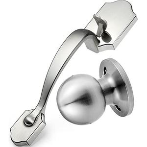 Front Door Knob Handleset, Entry Door Handle Set with Cove Knob for Right and Left Handed Sided Doors, Interior and Exterior Entrance Passage Lock, Lower Half Grip, Satin Nickel Front Door Knob Handleset, Entry Door Handle Set with Cove Knob for Right and Left Handed Sided Doors, Interior and Exterior Entrance Passage Lock, Lower Half Grip, Satin Nickel