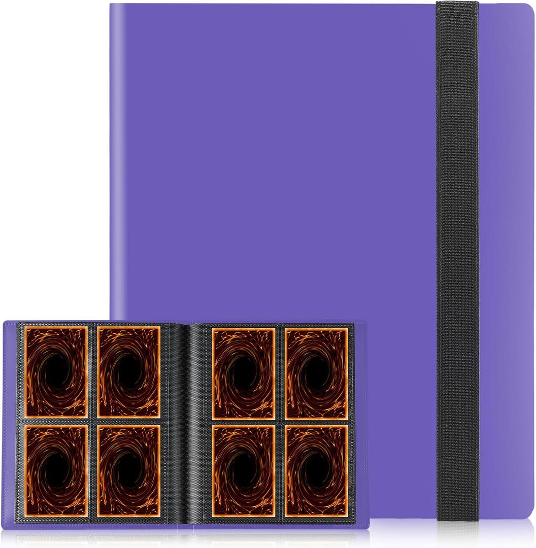 Card Binder, Upgraded 4 Pockets Trading Card Binder for Cards, Mini Collection Card Album, 160 Pockets Mini Card Book Holder - Purple