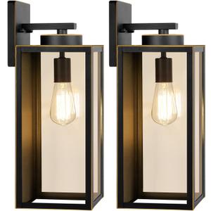 Large Size Outdoor Wall Light Fixtures, Exterior Lighting Fixtures Porch Sconces Wall Mounted, Waterproof Bronze Outdoor Wall Lanterns Lamps, Outside Lights for House Patio Front Door Entryway, 2-Pack (15.25inch)