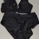 Hilinker Women's Leopard Bikini Swimsuits V Neck High Waisted 2 Piece Bathing Suits Size M